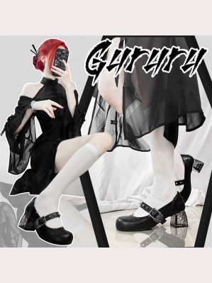 Spider Web Studded Gothic Lolita Shoes by Gururu (GU57)